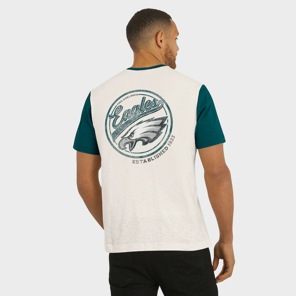 Philadelphia Eagles Darius Rucker Collection Henley Colorblock Slub Pocket T-Shirt Cream