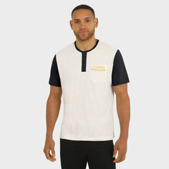 Pittsburgh Steelers Darius Rucker Collection Henley Colorblock Slub Pocket T-Shirt Cream