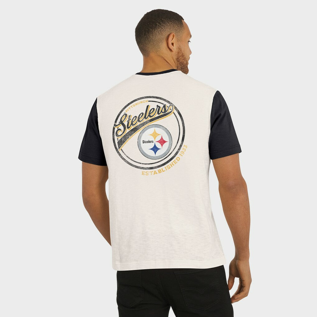 Pittsburgh Steelers Darius Rucker Collection Henley Colorblock Slub Pocket T-Shirt Cream