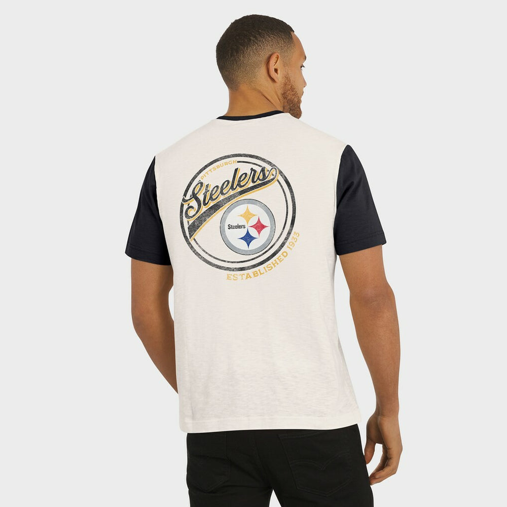 Pittsburgh Steelers Darius Rucker Collection Henley Colorblock Slub Pocket T-Shirt Cream