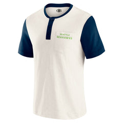 Seattle Seahawks Darius Rucker Collection Henley Colorblock Slub Pocket T-Shirt Cream