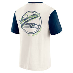 Seattle Seahawks Darius Rucker Collection Henley Colorblock Slub Pocket T-Shirt Cream