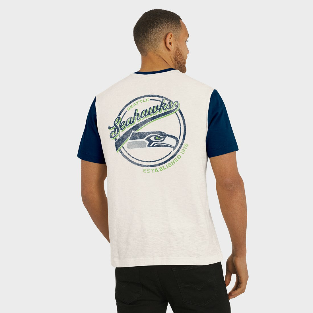 Seattle Seahawks Darius Rucker Collection Henley Colorblock Slub Pocket T-Shirt Cream
