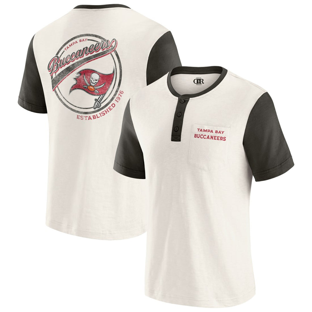 Tampa Bay Buccaneers Darius Rucker Collection Henley Colorblock Slub Pocket T-Shirt Cream