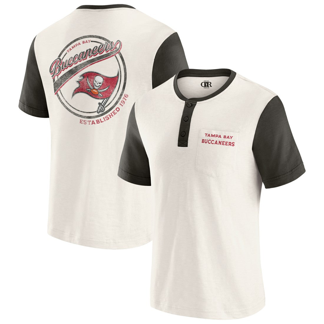 Tampa Bay Buccaneers Darius Rucker Collection Henley Colorblock Slub Pocket T-Shirt Cream