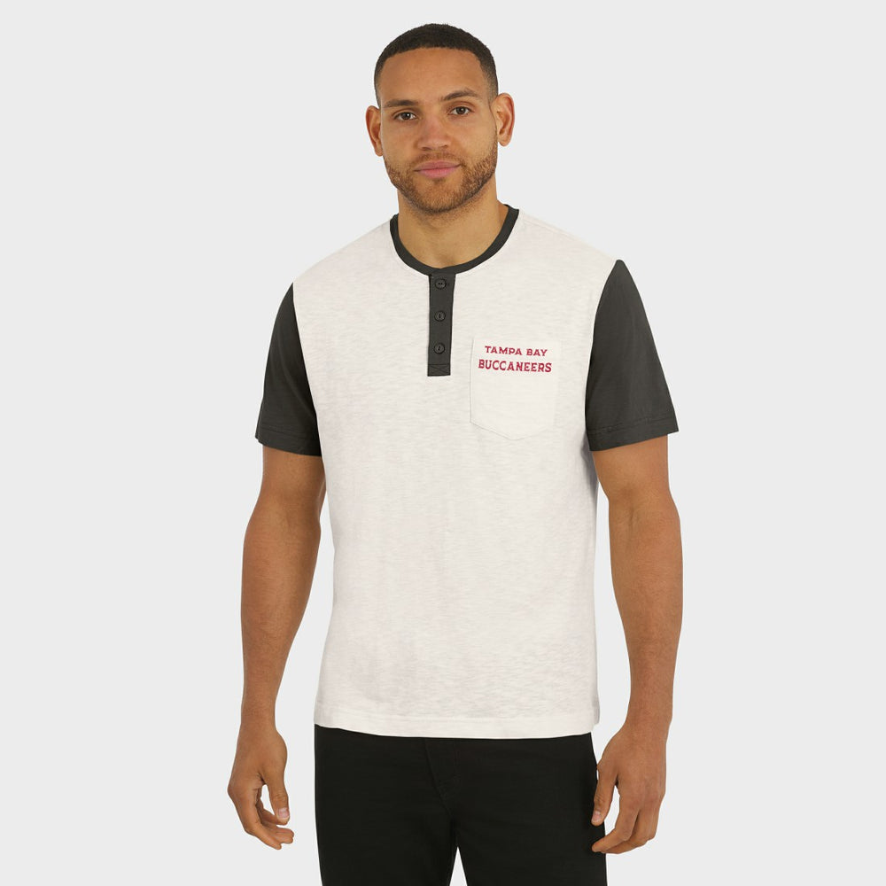 Tampa Bay Buccaneers Darius Rucker Collection Henley Colorblock Slub Pocket T-Shirt Cream