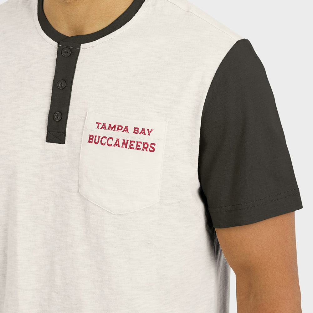 Tampa Bay Buccaneers Darius Rucker Collection Henley Colorblock Slub Pocket T-Shirt Cream