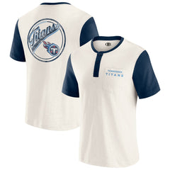Tennessee Titans Darius Rucker Collection Henley Colorblock Slub Pocket T-Shirt Cream