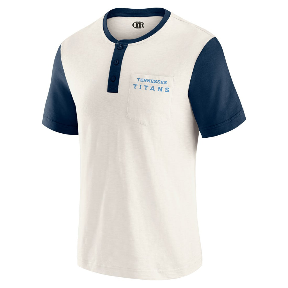 Tennessee Titans Darius Rucker Collection Henley Colorblock Slub Pocket T-Shirt Cream