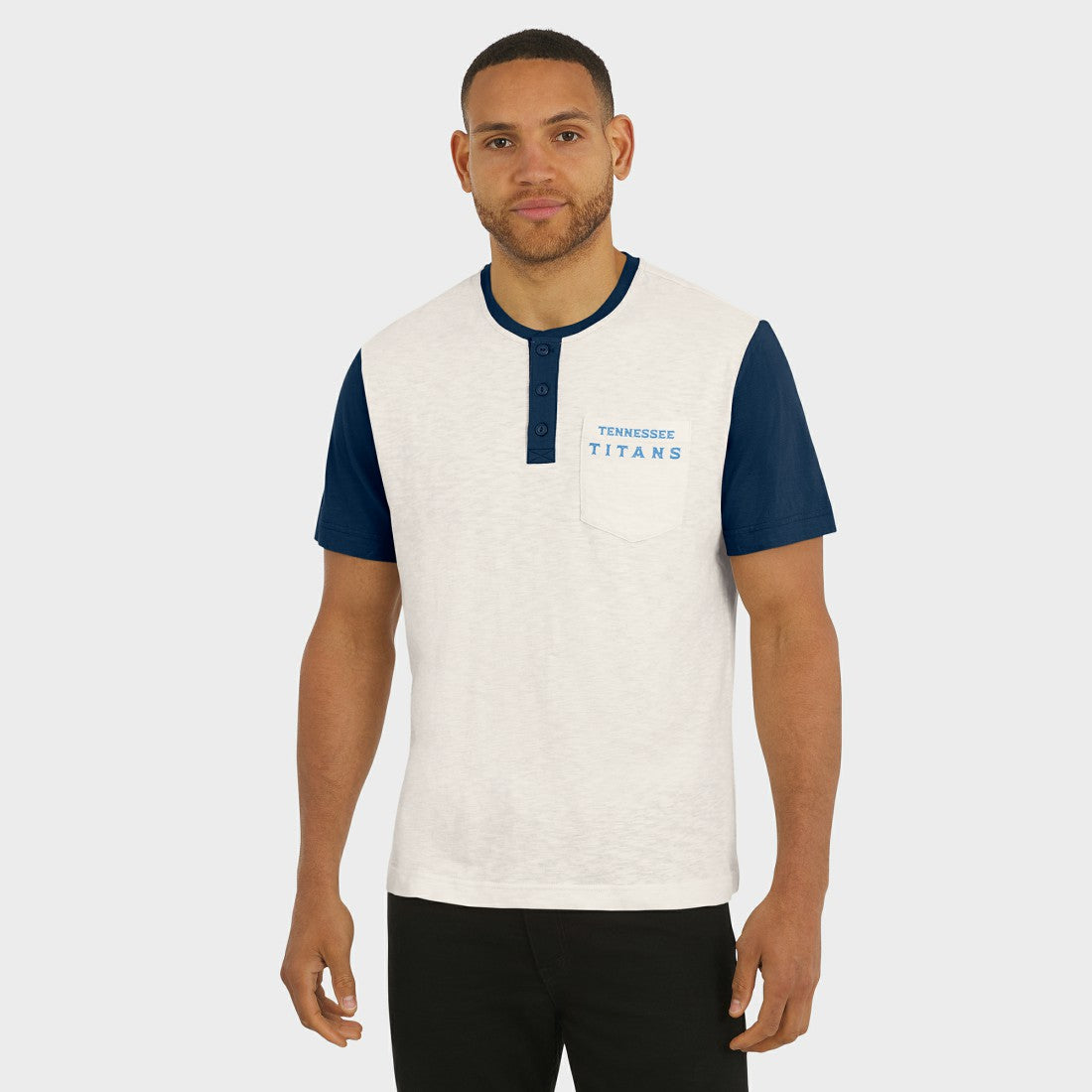 Tennessee Titans Darius Rucker Collection Henley Colorblock Slub Pocket T-Shirt Cream