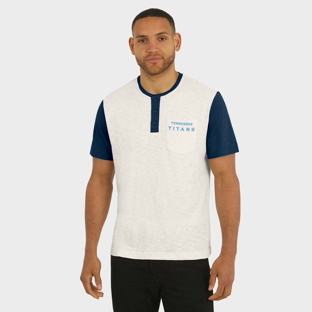 Tennessee Titans Darius Rucker Collection Henley Colorblock Slub Pocket T-Shirt Cream