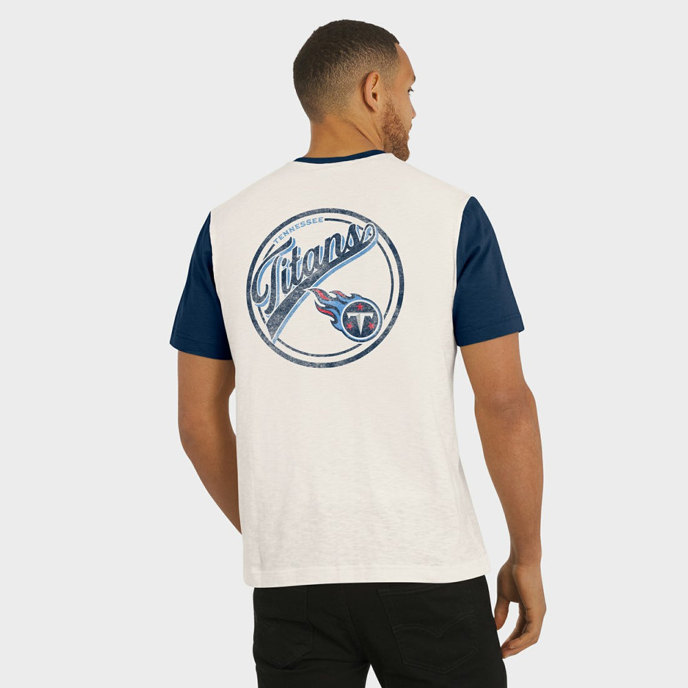 Tennessee Titans Darius Rucker Collection Henley Colorblock Slub Pocket T-Shirt Cream