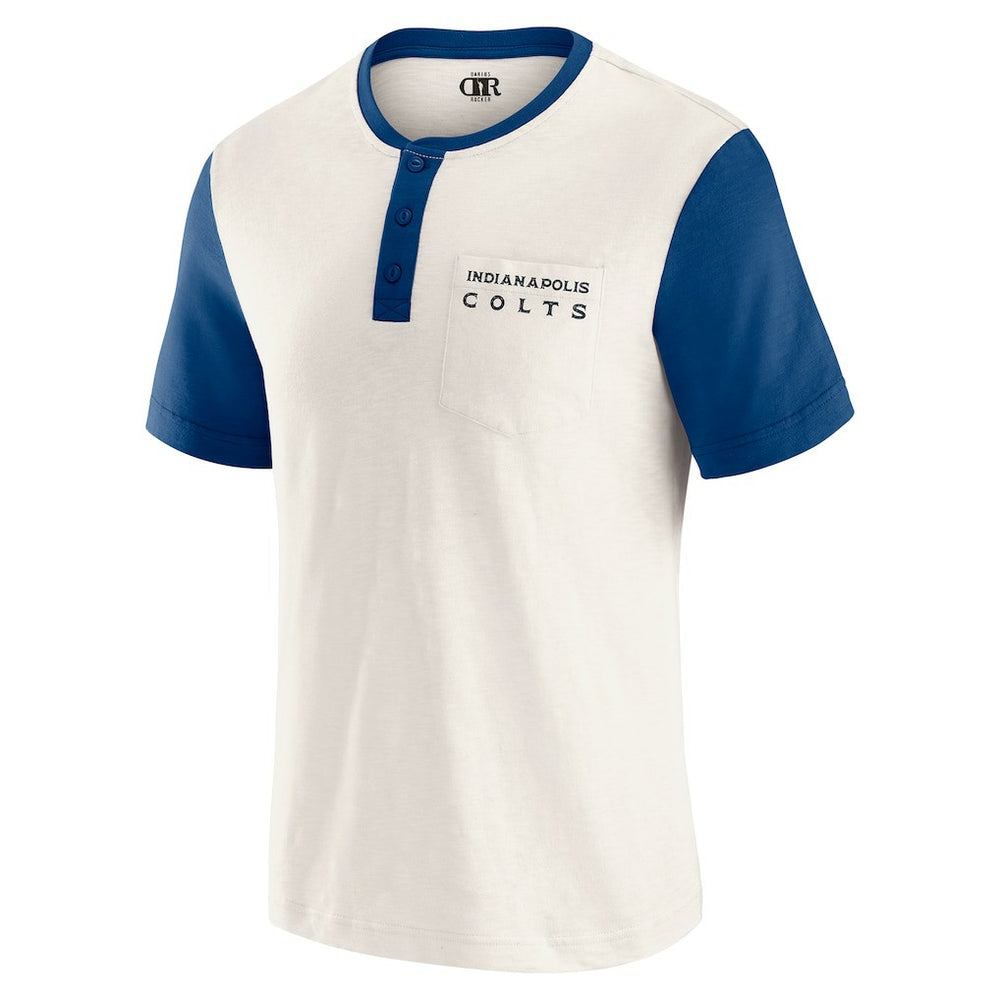 Indianapolis Colts Darius Rucker Collection Henley Colorblock Slub Pocket T-Shirt Cream