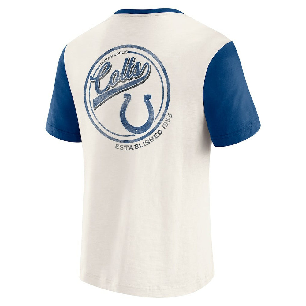 Indianapolis Colts Darius Rucker Collection Henley Colorblock Slub Pocket T-Shirt Cream