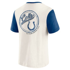 Indianapolis Colts Darius Rucker Collection Henley Colorblock Slub Pocket T-Shirt Cream
