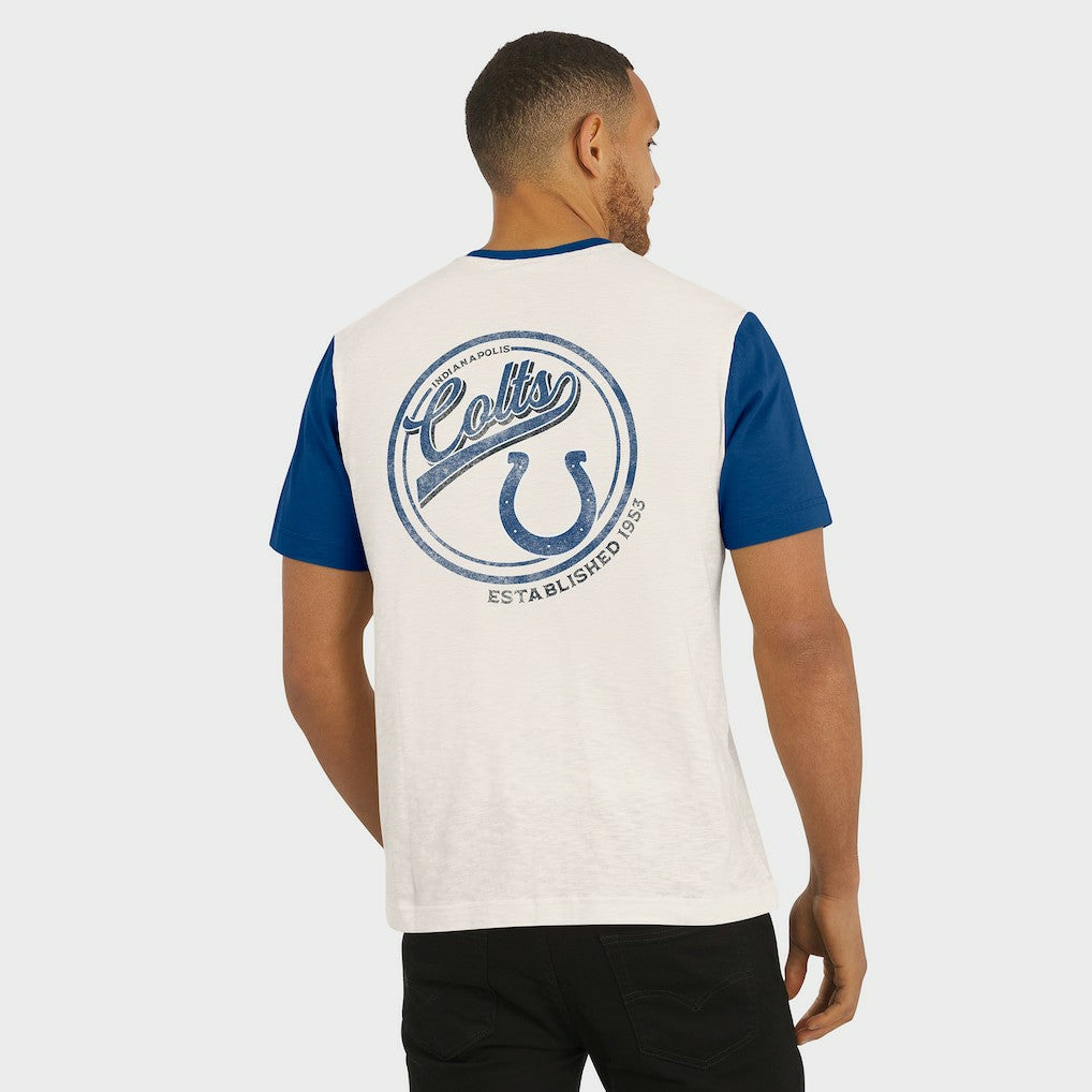 Indianapolis Colts Darius Rucker Collection Henley Colorblock Slub Pocket T-Shirt Cream