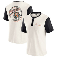 Cincinnati Bengals Darius Rucker Collection Henley Colorblock Slub Pocket T-Shirt Cream