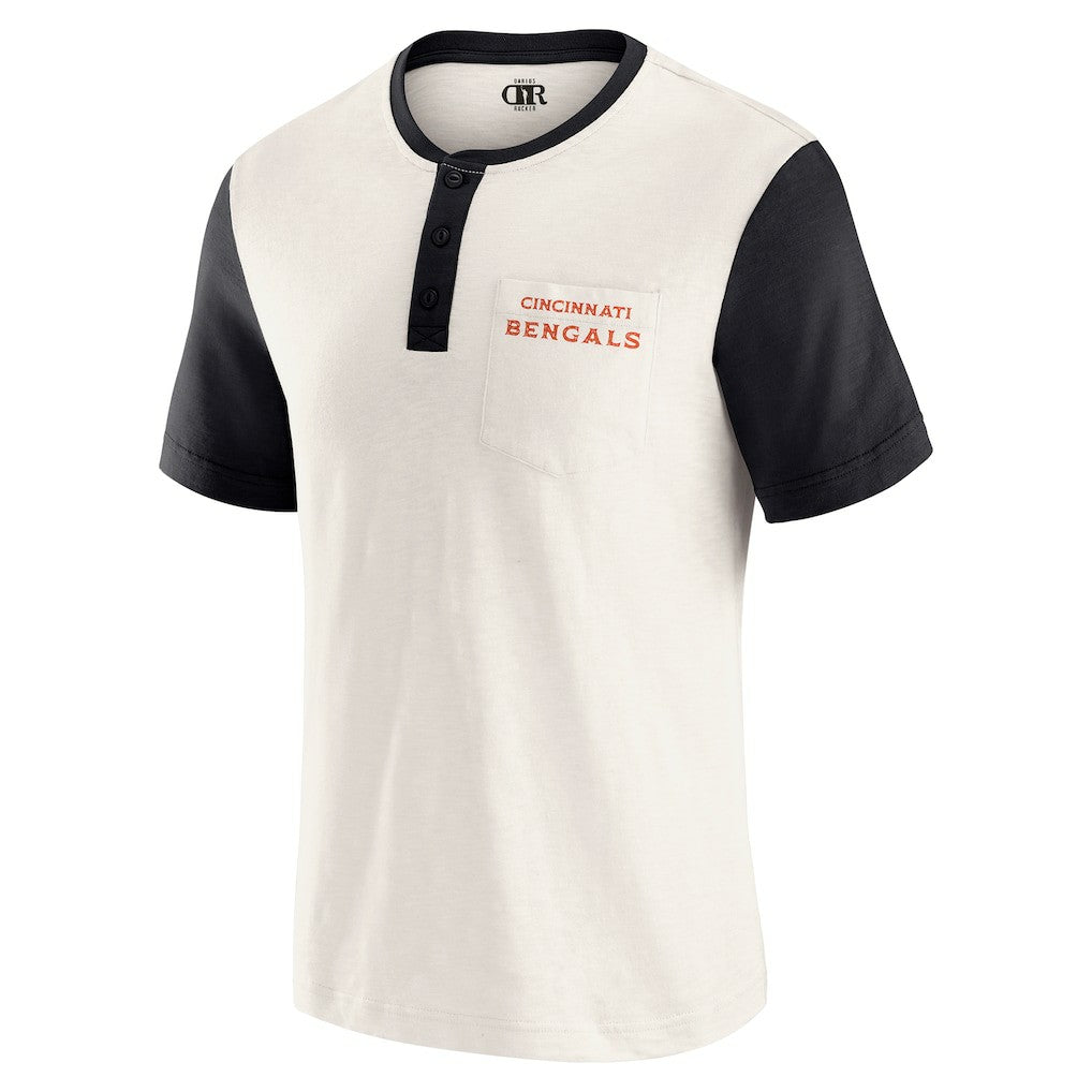 Cincinnati Bengals Darius Rucker Collection Henley Colorblock Slub Pocket T-Shirt Cream