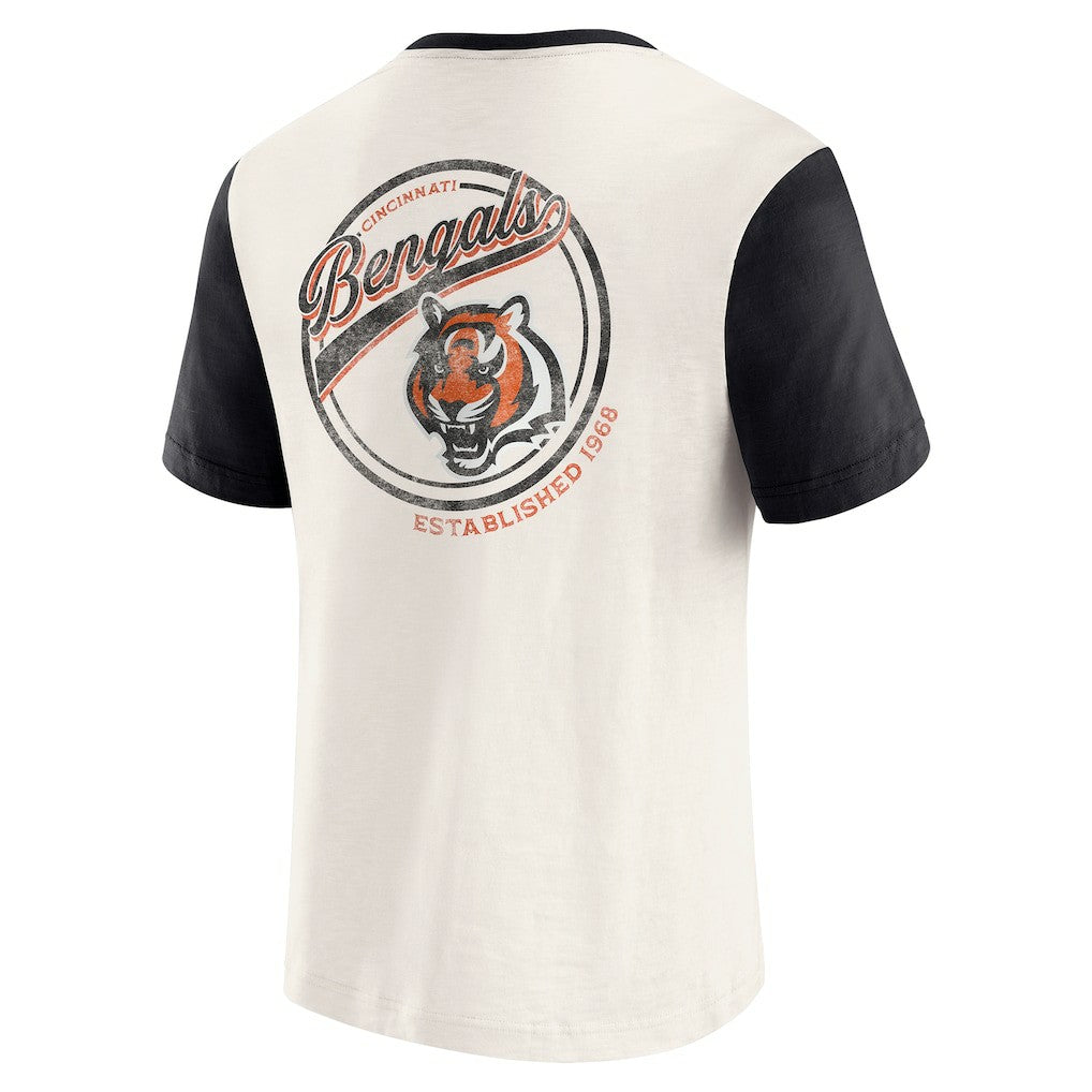 Cincinnati Bengals Darius Rucker Collection Henley Colorblock Slub Pocket T-Shirt Cream
