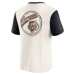 Cincinnati Bengals Darius Rucker Collection Henley Colorblock Slub Pocket T-Shirt Cream