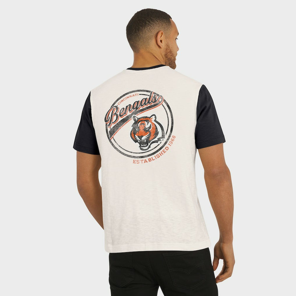 Cincinnati Bengals Darius Rucker Collection Henley Colorblock Slub Pocket T-Shirt Cream