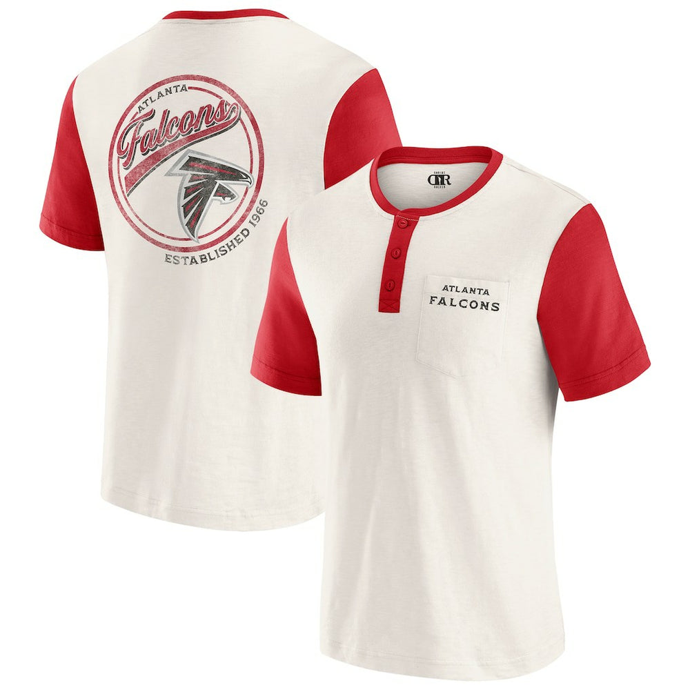 Atlanta Falcons Darius Rucker Collection Henley Colorblock Slub Pocket T-Shirt Cream