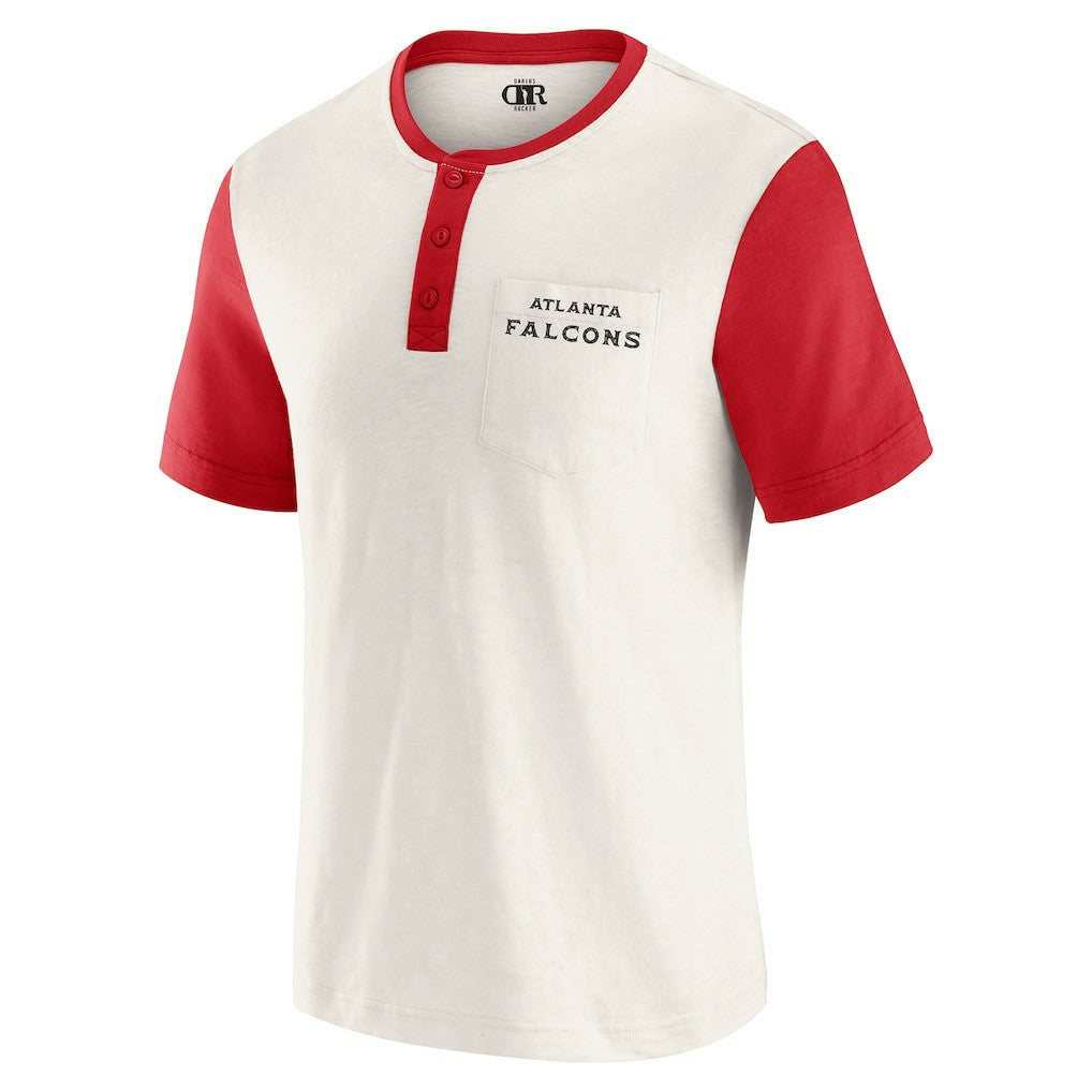 Atlanta Falcons Darius Rucker Collection Henley Colorblock Slub Pocket T-Shirt Cream