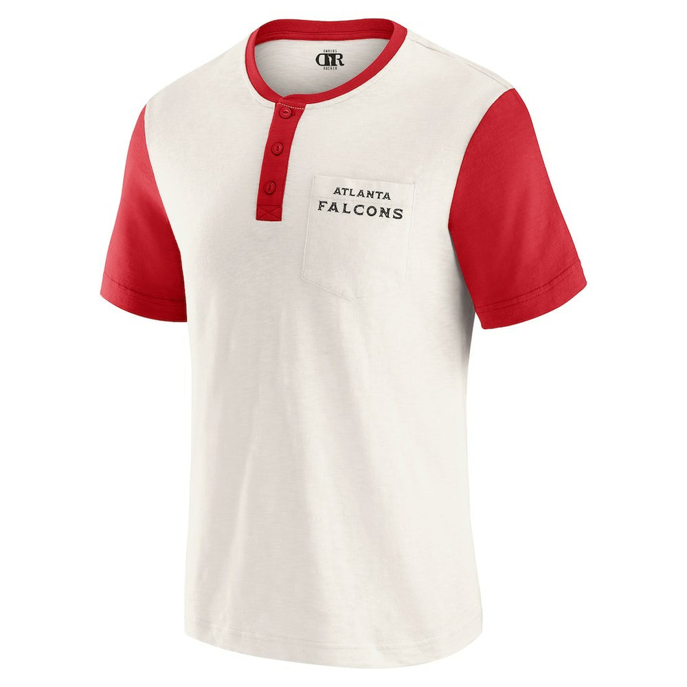 Atlanta Falcons Darius Rucker Collection Henley Colorblock Slub Pocket T-Shirt Cream