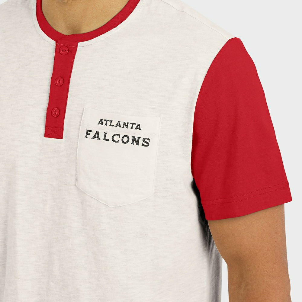 Atlanta Falcons Darius Rucker Collection Henley Colorblock Slub Pocket T-Shirt Cream