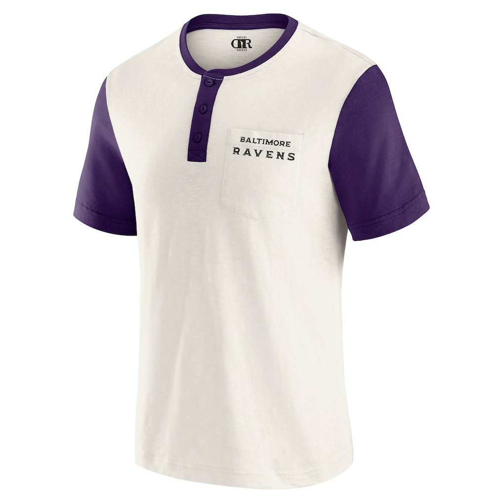 Baltimore Ravens Darius Rucker Collection Henley Colorblock Slub Pocket T-Shirt Cream