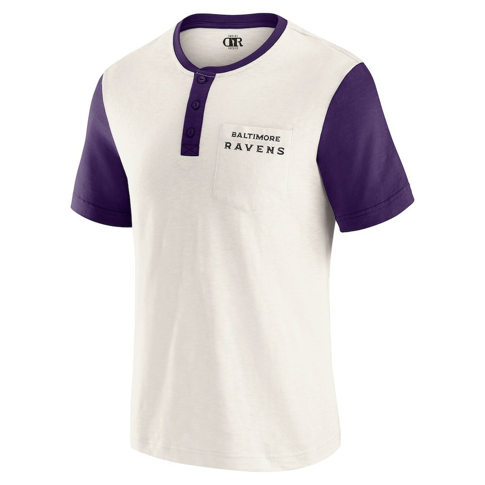 Baltimore Ravens Darius Rucker Collection Henley Colorblock Slub Pocket T-Shirt Cream