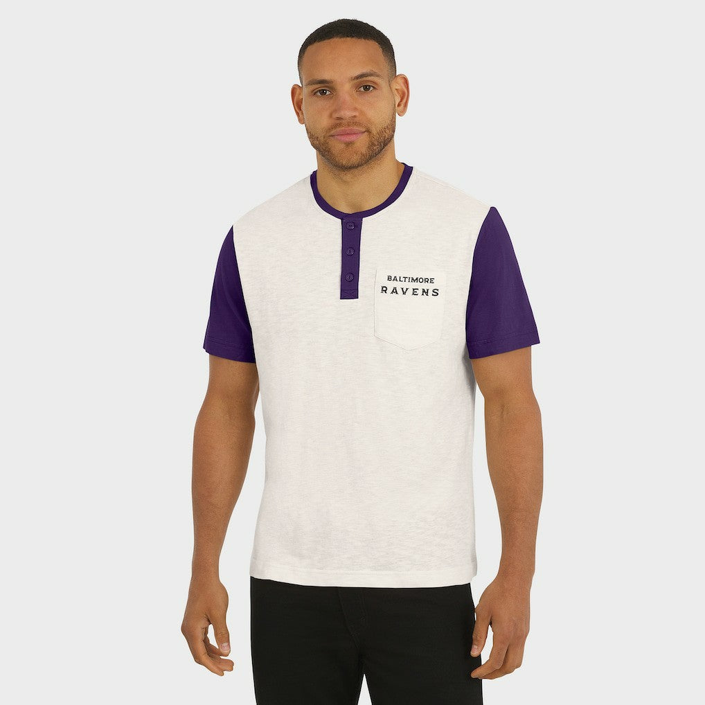 Baltimore Ravens Darius Rucker Collection Henley Colorblock Slub Pocket T-Shirt Cream