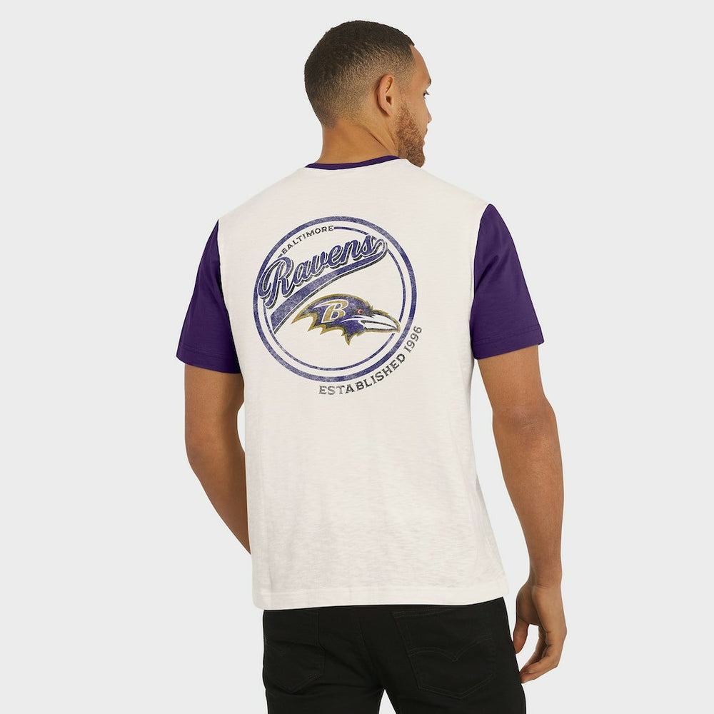 Baltimore Ravens Darius Rucker Collection Henley Colorblock Slub Pocket T-Shirt Cream