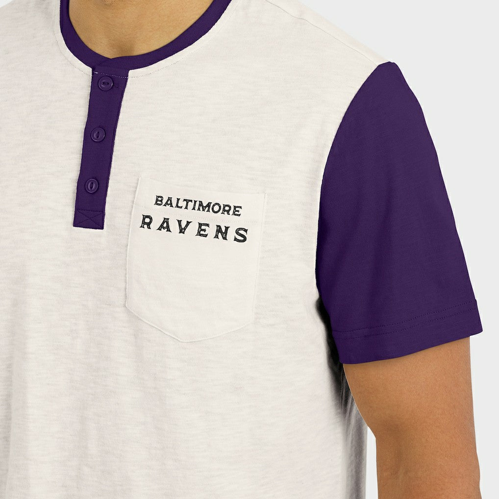 Baltimore Ravens Darius Rucker Collection Henley Colorblock Slub Pocket T-Shirt Cream