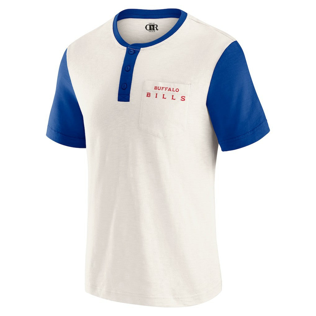 Buffalo Bills Darius Rucker Collection Henley Colorblock Slub Pocket T-Shirt Cream