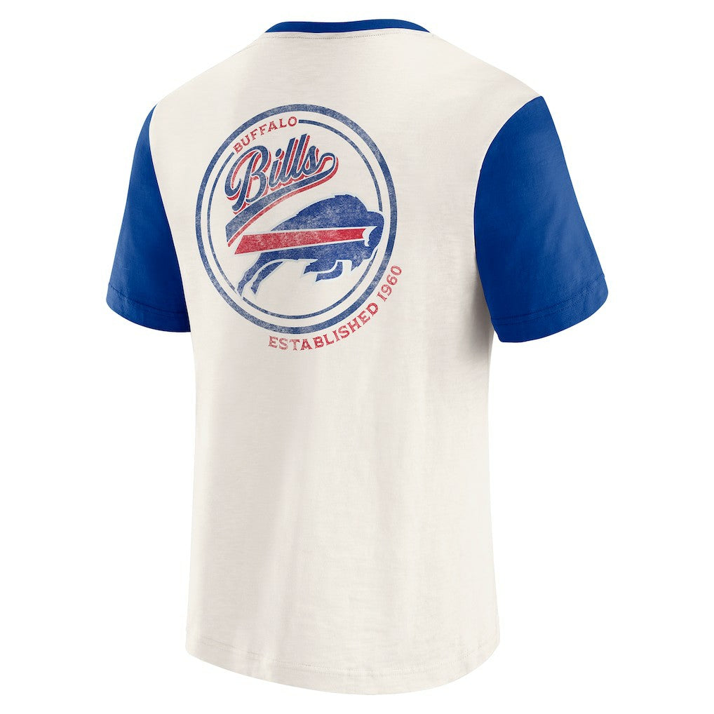 Buffalo Bills Darius Rucker Collection Henley Colorblock Slub Pocket T-Shirt Cream