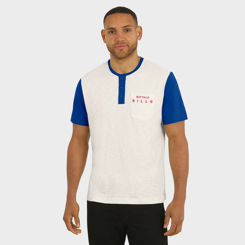Buffalo Bills Darius Rucker Collection Henley Colorblock Slub Pocket T-Shirt Cream