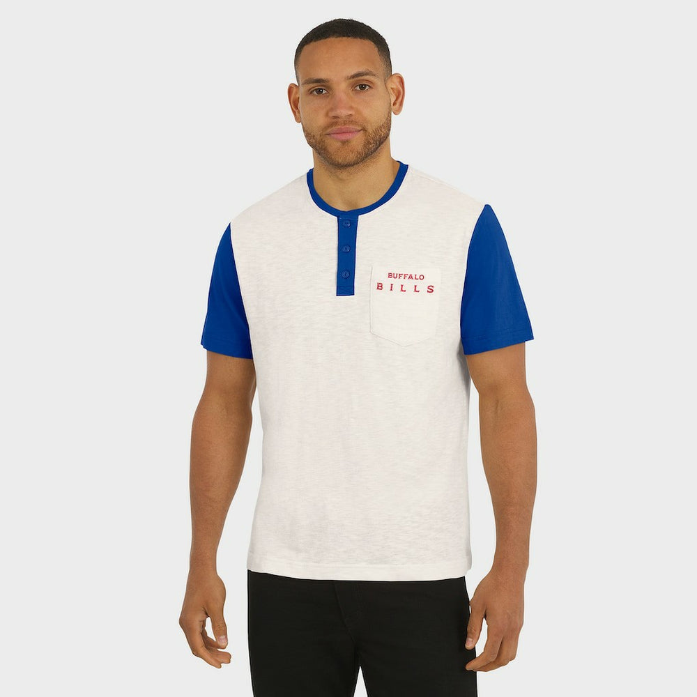 Buffalo Bills Darius Rucker Collection Henley Colorblock Slub Pocket T-Shirt Cream