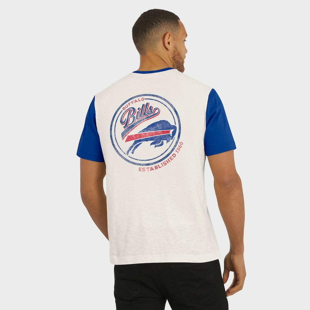 Buffalo Bills Darius Rucker Collection Henley Colorblock Slub Pocket T-Shirt Cream