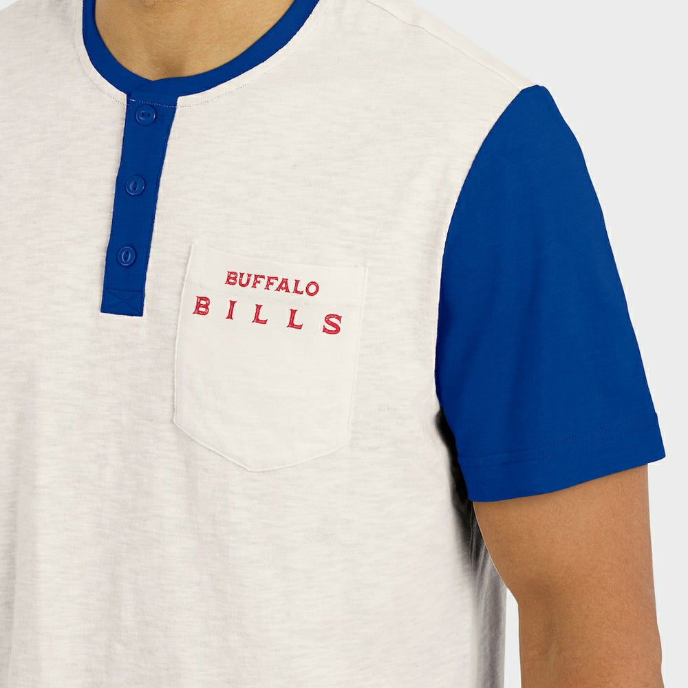 Buffalo Bills Darius Rucker Collection Henley Colorblock Slub Pocket T-Shirt Cream