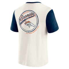 Denver Broncos Darius Rucker Collection Henley Colorblock Slub Pocket T-Shirt Cream
