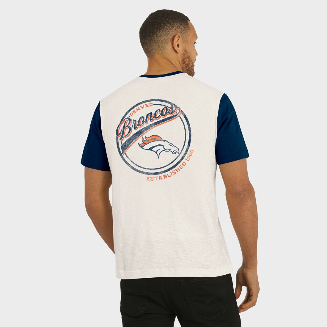 Denver Broncos Darius Rucker Collection Henley Colorblock Slub Pocket T-Shirt Cream