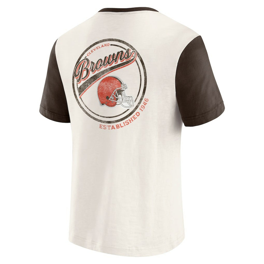 Cleveland Browns Darius Rucker Collection Henley Colorblock Slub Pocket T-Shirt Cream