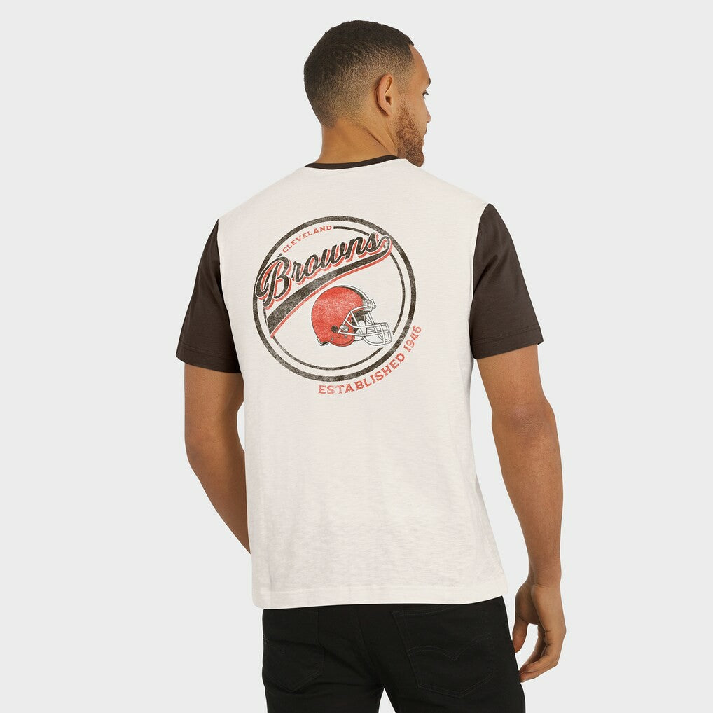 Cleveland Browns Darius Rucker Collection Henley Colorblock Slub Pocket T-Shirt Cream