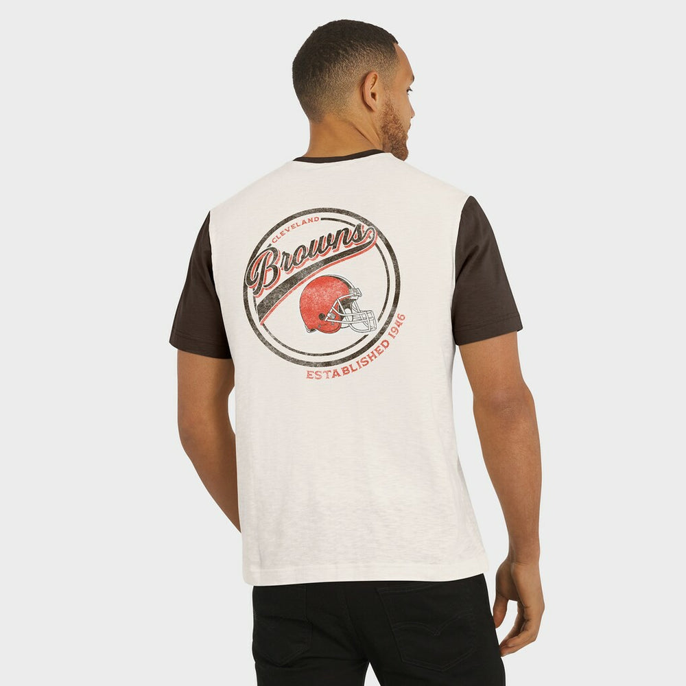 Cleveland Browns Darius Rucker Collection Henley Colorblock Slub Pocket T-Shirt Cream