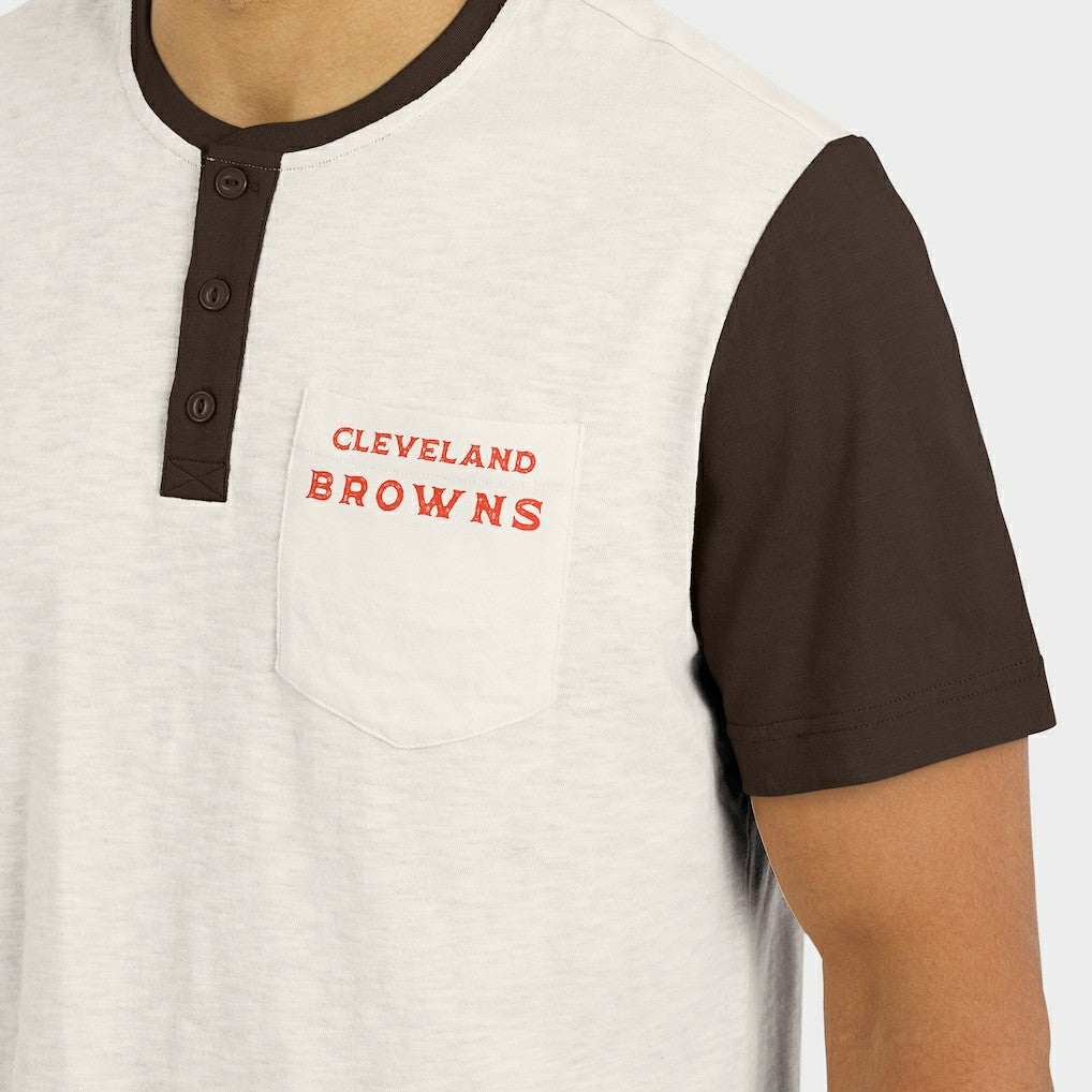 Cleveland Browns Darius Rucker Collection Henley Colorblock Slub Pocket T-Shirt Cream