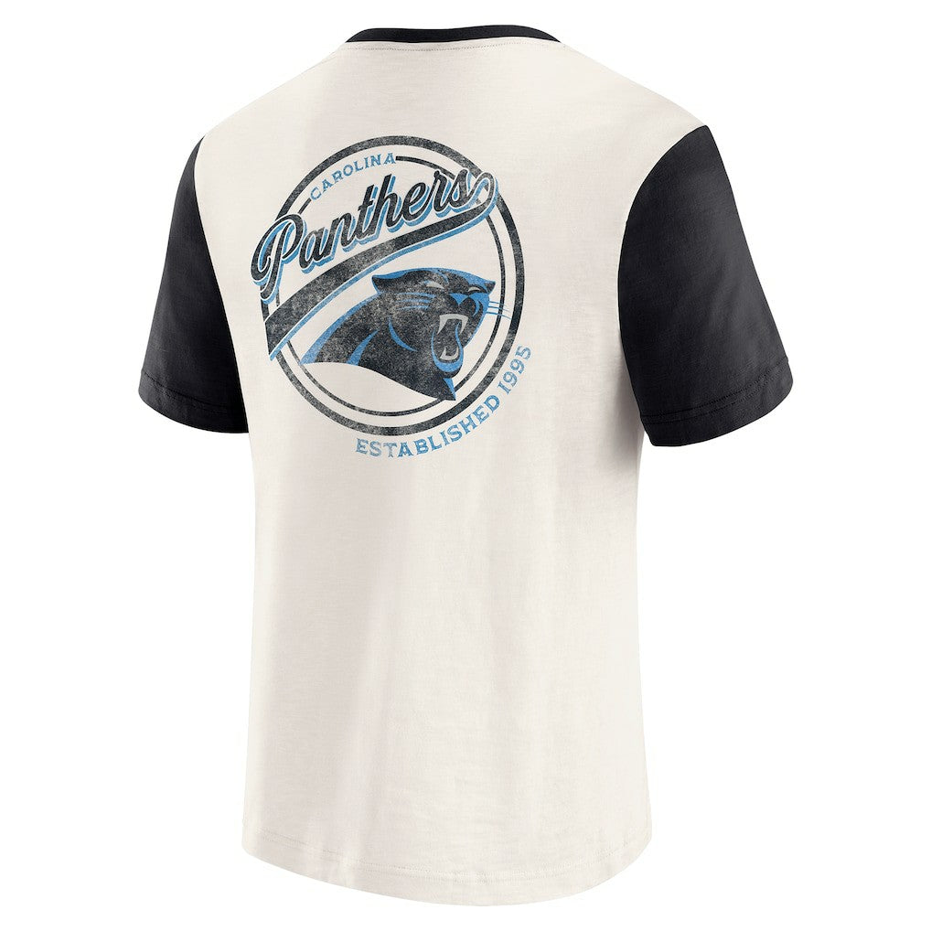 Carolina Panthers Darius Rucker Collection Henley Colorblock Slub Pocket T-Shirt Cream