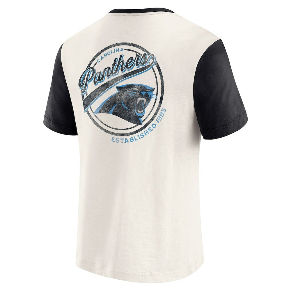 Carolina Panthers Darius Rucker Collection Henley Colorblock Slub Pocket T-Shirt Cream