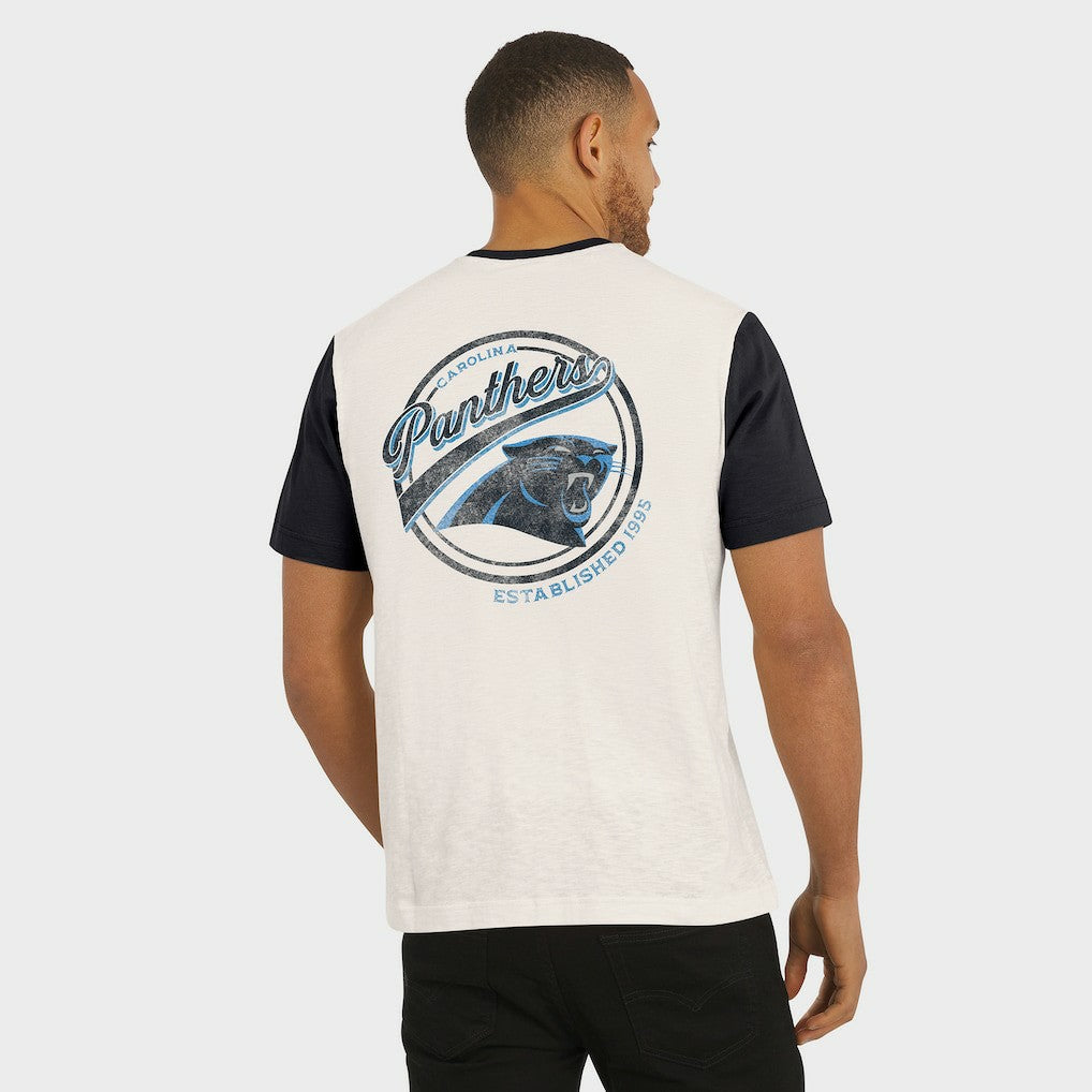 Carolina Panthers Darius Rucker Collection Henley Colorblock Slub Pocket T-Shirt Cream