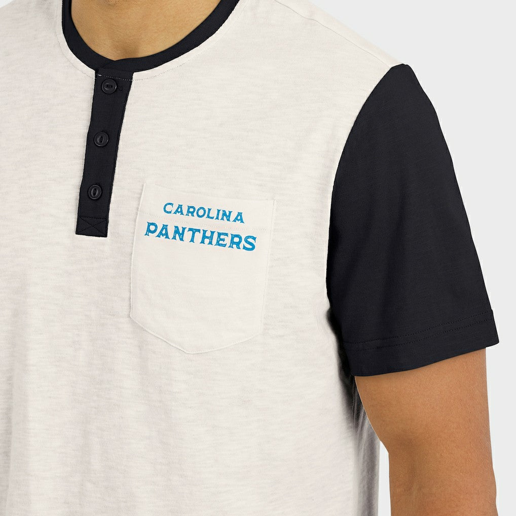 Carolina Panthers Darius Rucker Collection Henley Colorblock Slub Pocket T-Shirt Cream
